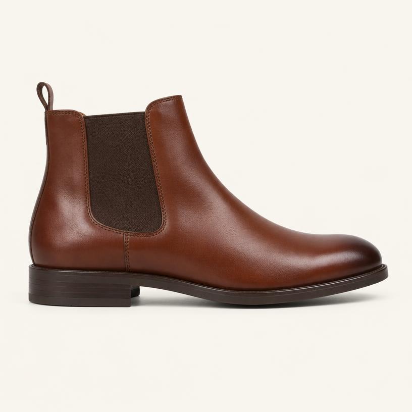 Bota Chelsea Couro Caramelo